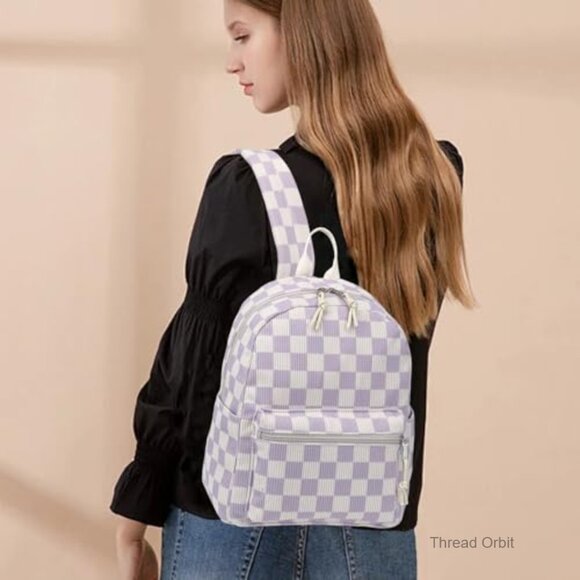 Corduroy Mini Backpack Daypack with Multiple Pockets for School Travel main image 5